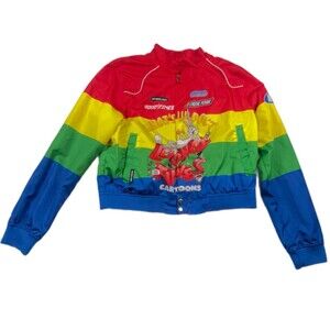 Members Only Looney Tunes Racer windbreaker  Jacket Size 18 Kids .